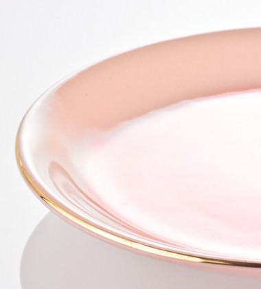SMALL PLATES WITH GOLD EDGE PINK