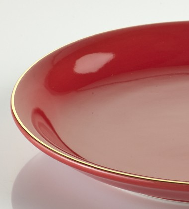 SMALL PLATES WITH GOLD EDGE RED