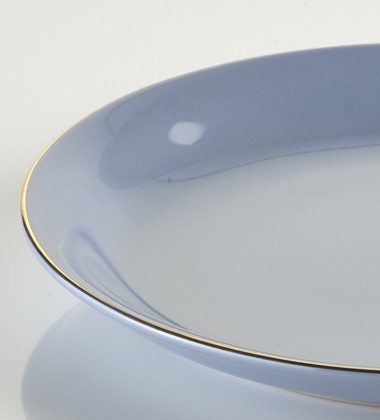 SMALL PLATES WITH GOLD EDGE LIGHT BLUE