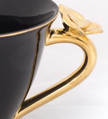 TEACUP WITH ROSE BLACK