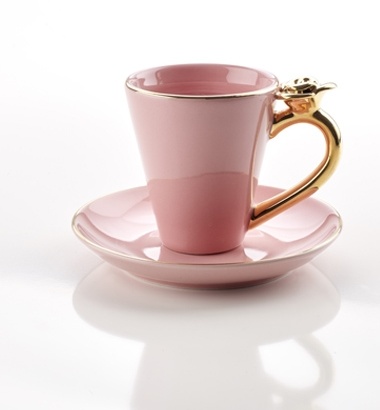 KAFFEKOPP MED ROS ROSA 4PACK MED FAT